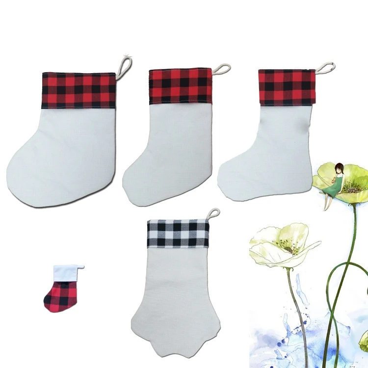 Blank Sublimation 10pcs/lot Blank Linen Chirstmas Sock For Sublimation INK Print DIY Gifts