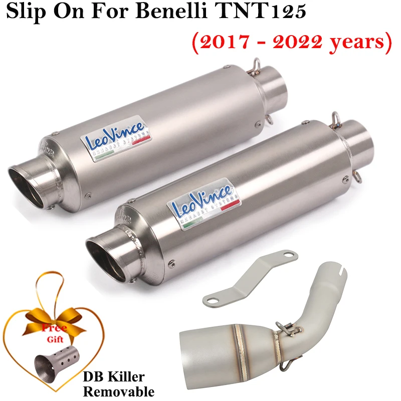 

For Benelli TNT125 TNT135 2017 - 2022 Years Motorcycle Exhaust Escape Systems Wiht Middle Link Pipe Moto Muffler DB Killer