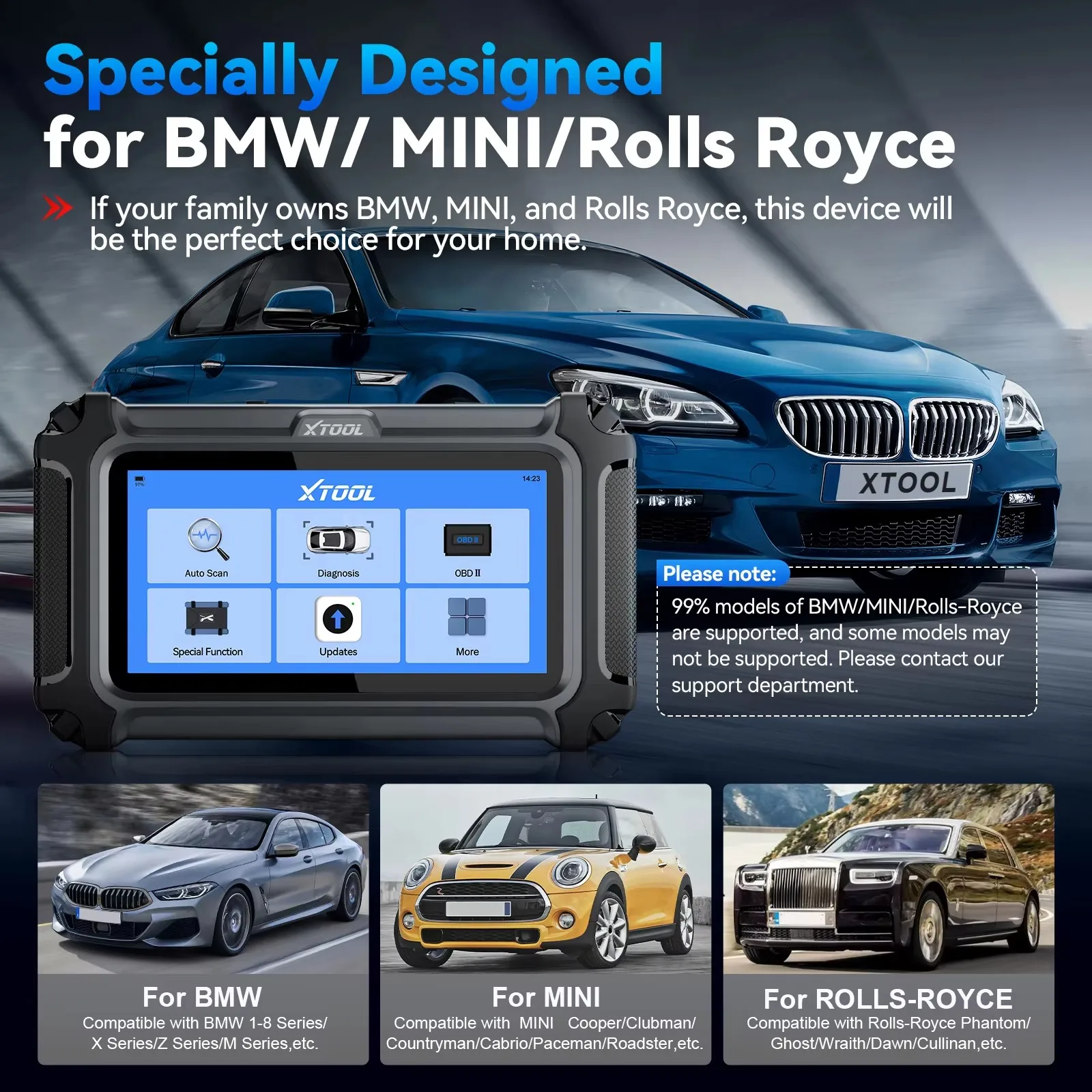 XTOOL InPlus IP500 لسيارات BMW مدى الحياة تحديث مجاني ثنائي الاتجاه الماسح الضوئي ECU الترميز جميع أدوات تشخيص السيارات إعادة الضبط الكاملة