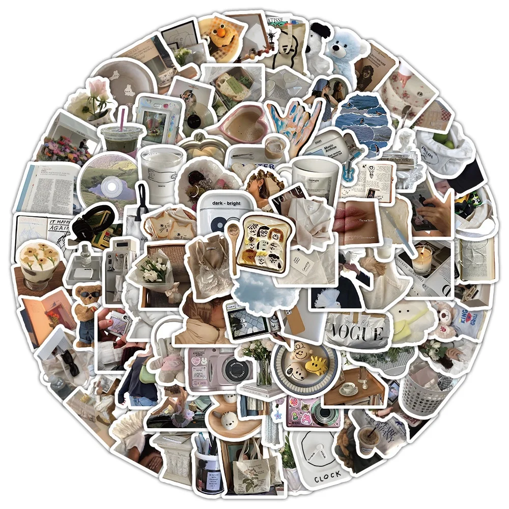 

100 шт. маленьких свежих декоративных водонепроницаемых граффити-наклеек для ежедневников, золотые наклейки для сохранения воспоминаний, магазин