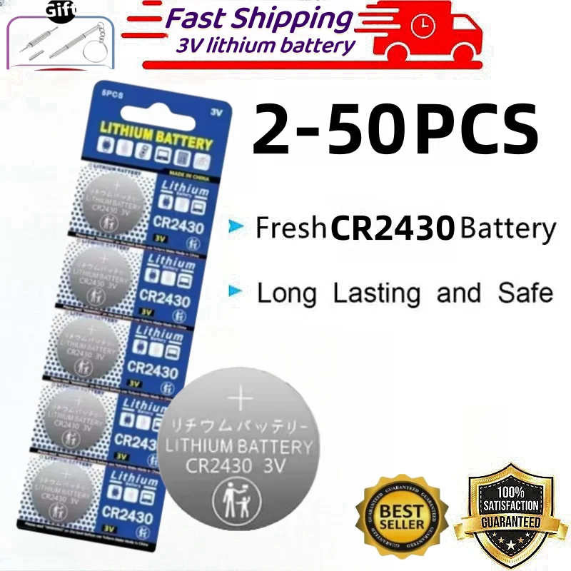 

2PCS-50PCS CR2430 CR 2430 3V Lithium Battery For Car Remote Control Clock Motherboard Watch DL2430 BL2430 Buttton Coin Cells