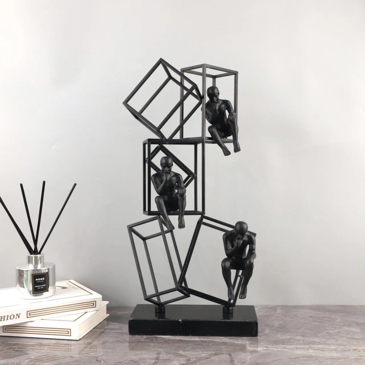 

Room Decoration Abstract Character Statues Desktop Decoration Accessories Abstract Metal Frameworks Thinker Character Art Orname