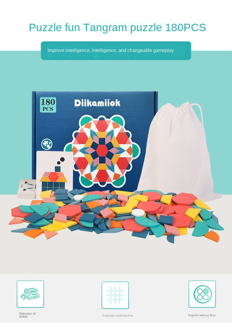 Acquista 180 pezzi set puzzle 3D in legno forma geometrica colorata Tangram puzzle gioco per bambini Montessori apprendimento giocattoli educativi per bambini MYY in Italia a partire da 12