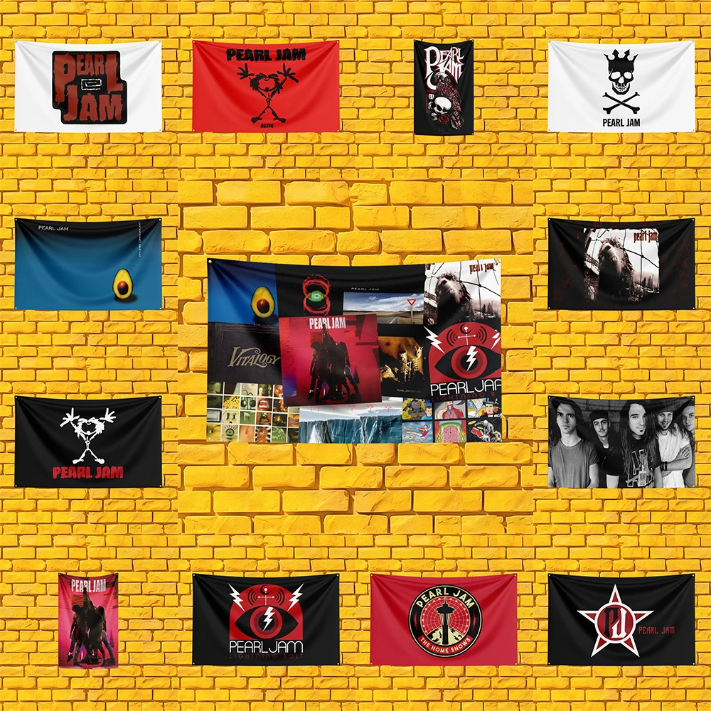 Pearl Jam Style Rock Flag 3x5 FT 90x150cm Polyester Wall Hanging For Concert Decor Music Lover