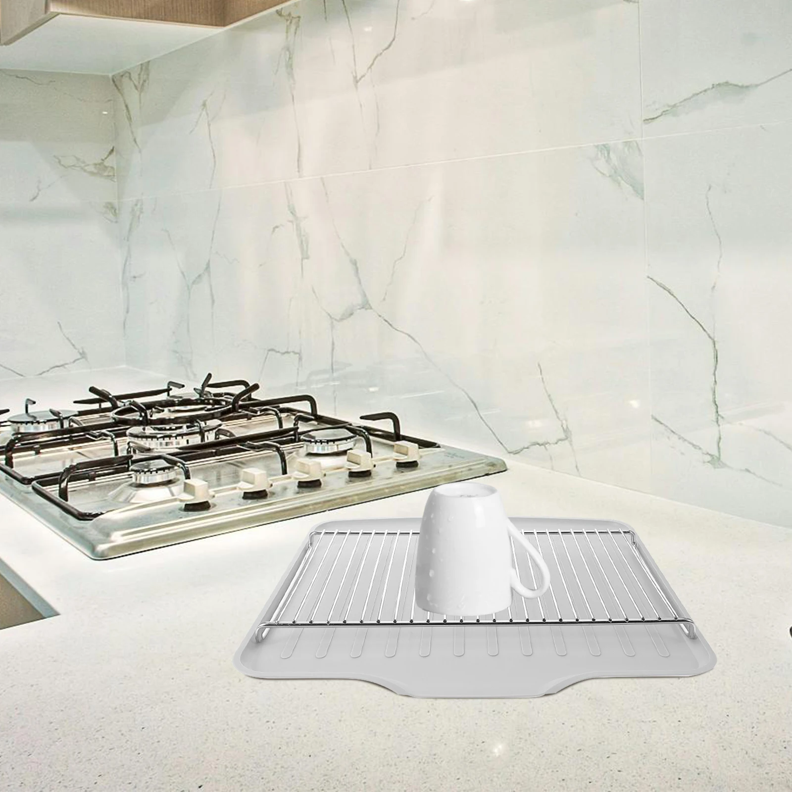 

1 set 1 Set Stainless Steel Drying With Drain Board Multi-Functional Organizer Space-Saving Drainage System For Countertop Area