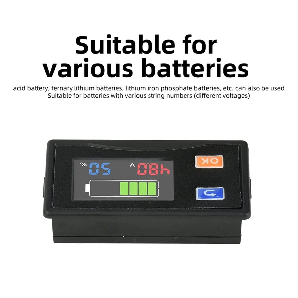 update. LCD Battery Level Indicator Custom Battery String Setting Voltage Capacity Display for Lead Acid Lithium Battery