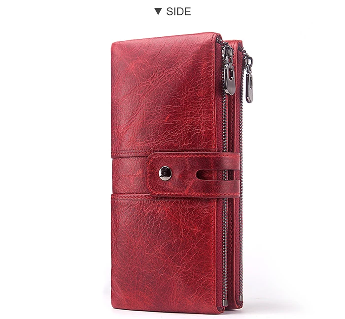 KAVIS Damen-Geldbörse, echtes Leder, lange Clutch mit RFID-blockierendem Kartenhalter, Reißverschluss, Münzgeldbörse, große Kapazität, Handytaschen – Detail 14