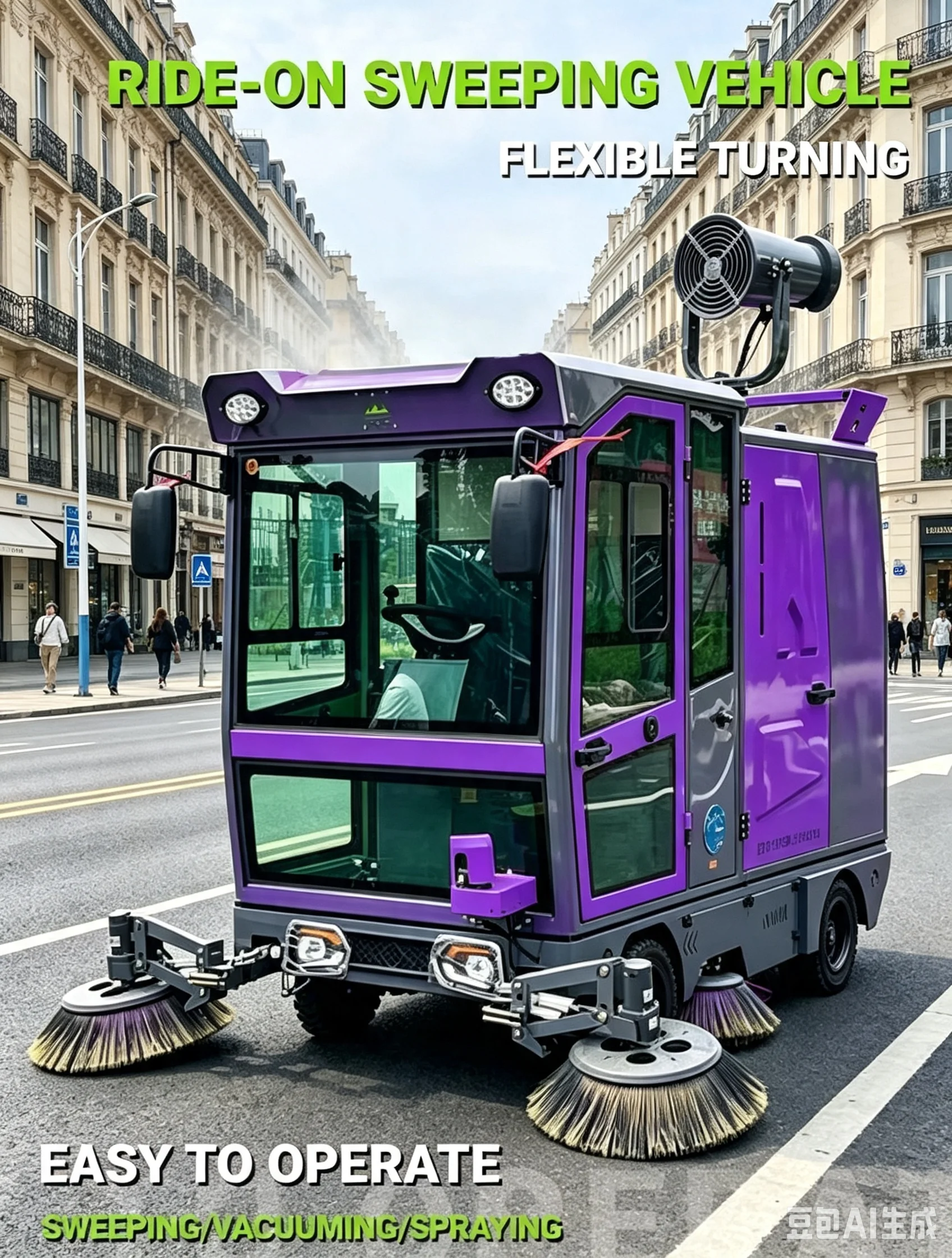 Heavy Duty Road Sweeper Machine Fully Enclosed Cabin Electric Floor Cleaner Vehicle for Warehouse Logistics Parking Lot