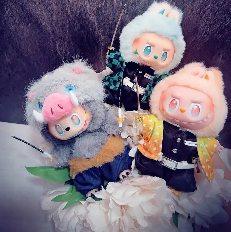 شيطان القاتل شفرة Rabubu فقط الملابس 17 سنتيمتر ملابس دمى ل Labubu الجلوس حفلة ملابس دمى Tanjiro الملابس لا دمية هدايا عيد الميلاد #2