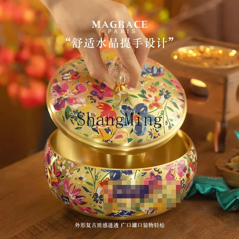 FG brass dried fruit plate living room ornament coffee table light luxury high-end melon seeds snack candy jar