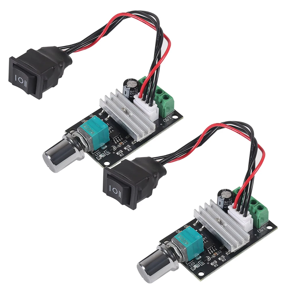 2pcs DC Motor Speed Controller PWM 1203BB 80W Speed Adjustable Reversible Pulse Forward and Reverse Control Switch Button 120