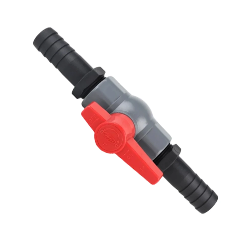 Ball Valve with Integrated Hose Fitting for Water Flow Control in PVC Pool Circuits and Agricultural Irrigation