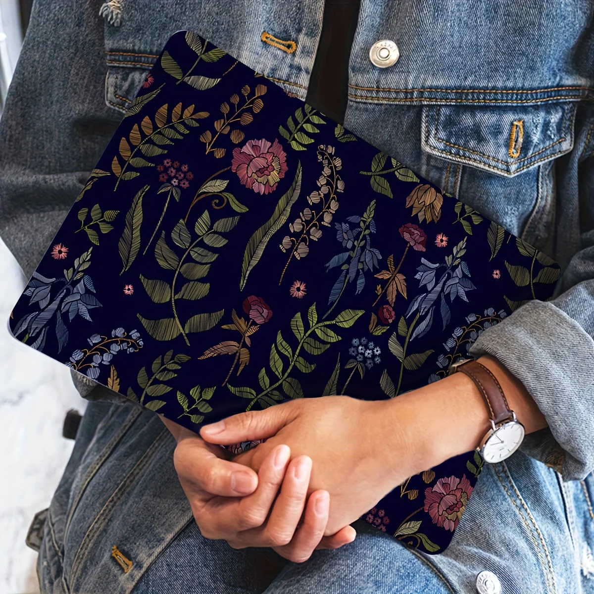 2-piece patterned laptop floral art sticker protective case, universal netbook skin sticker cannot be reused