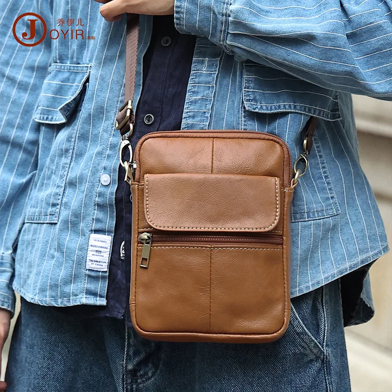 Genuine Leather Men's Messenger Bag Men's Bag Cross-Border New Arrival Mobile Phone Bag Cowhide Leather Single-Shoulder Bag Retr