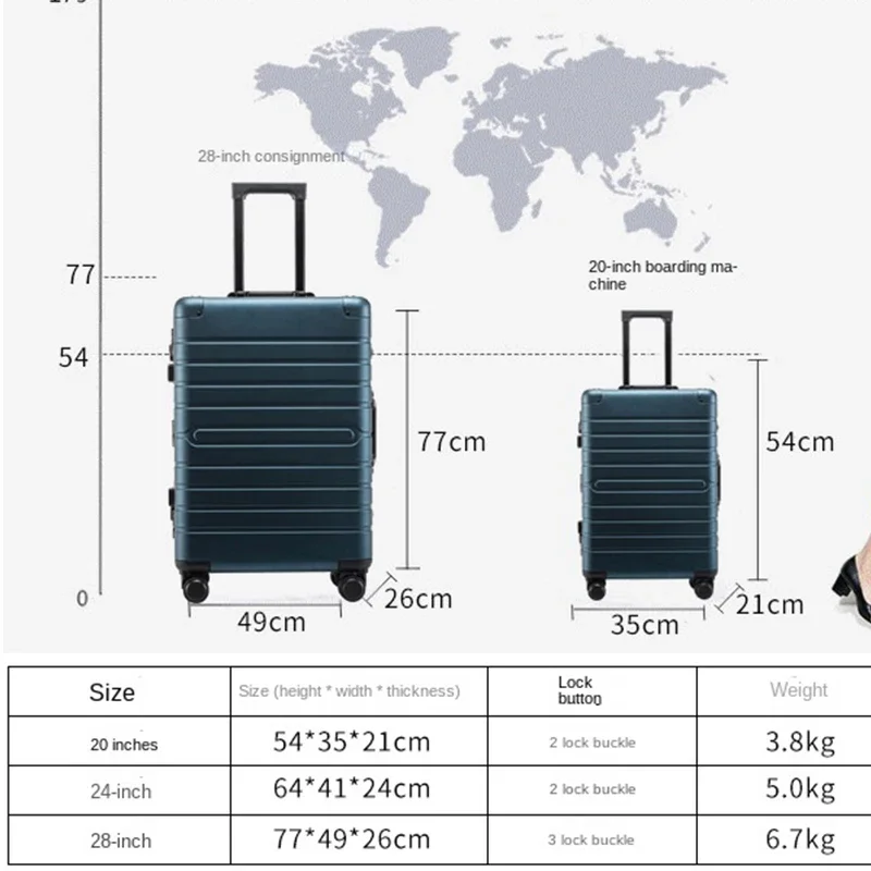 20/24/28 Cal biznes kolor srebrny bagaż na kółkach wysokiej jakości całkowicie aluminiowa walizka na kółkach uniwersalny cichy bagaż na kółkach