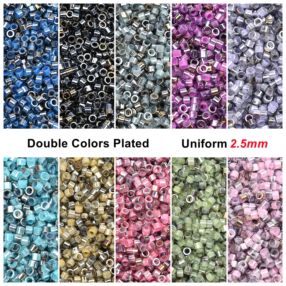 2.5mm Japanese Antique Glass Beads Double Colors Series Plated Beads For Needlework Embroidery DIY Jewelry Making