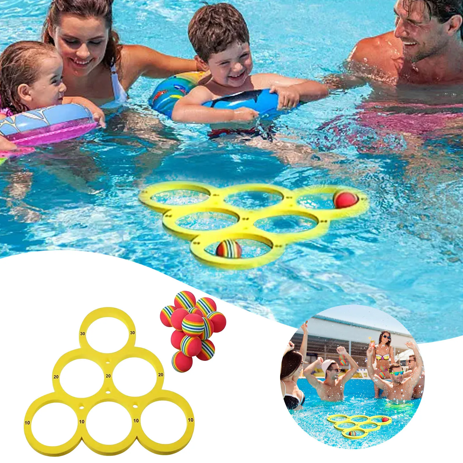 Fun Pool Floating Ring Toss Game Set Perfect For Family Swimming Fun Interactive Inflatable Pool Toy Ring Toss With Colored Ball