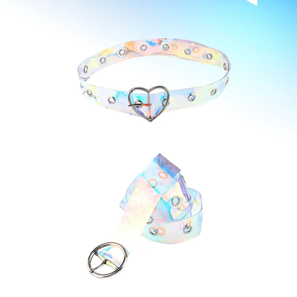 2 قطعة أحزمة النساء شفافة البلاستيك أحزمة الخصر لامعة موضة الحب شكل مشبك دائري السراويل الأنيقة اكسسوارات للاستخدام اليومي #1