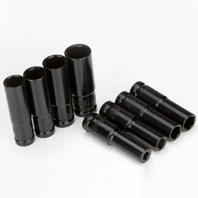 10pcs/set 1/2Inch Drive Metric Impact Socket 8-17mm/8-24mm Extended Sleeve Kits For Air Pneumatic Tool Automotive Repair Tools