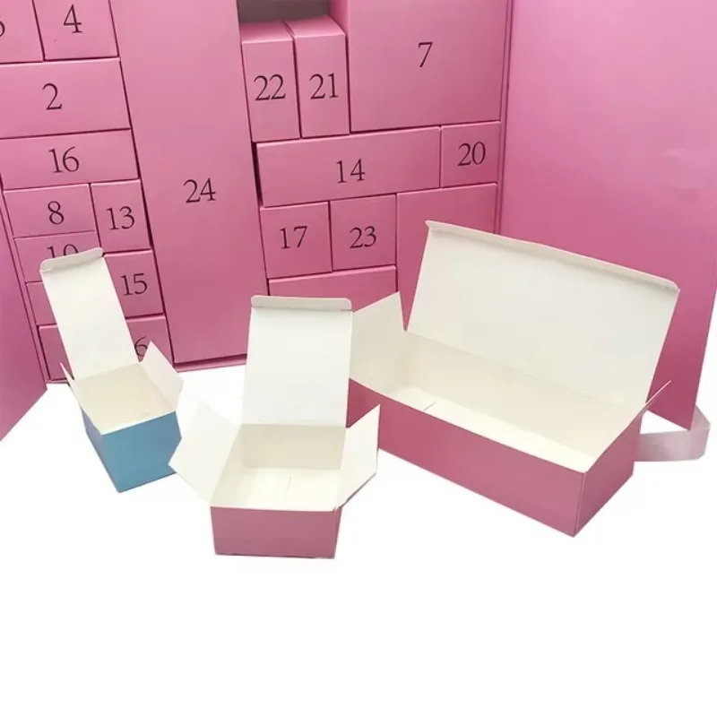 2025New Design 12 24 Days Cosmetic Packaging With Ribbon Paper Box Empty Christmas Advent Calendar for Beauty - Image 5