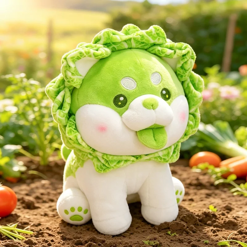 Creative Cabbage Shiba Inu Dog Cosplay Plush Toys Stuffed Vegetable Elf Animal Doll Throw Pillow Sofa Cushion Xmas Gift