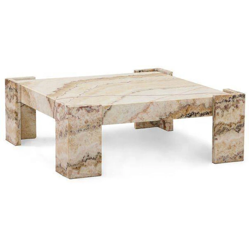 Luxury Home Furniture Contemporary Stone Unique Modern Design Decor Center Calacatta Viola White Square Marble Coffee Table