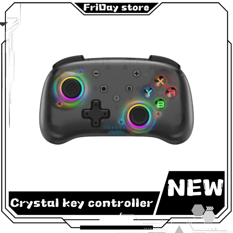 Linyuvo Wireless Controller With Metal Joystick Crystal Button Bluetooth Link Switch Proswitch Oled Light Controller Celeste