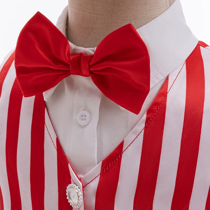 3 قطعة عيد الميلاد الأولاد الأحمر والأبيض مخطط موحدة مع قبعة سانتا طفل عيد ميلاد سعيد تأثيري حلي هدية الكريسماس للأطفال