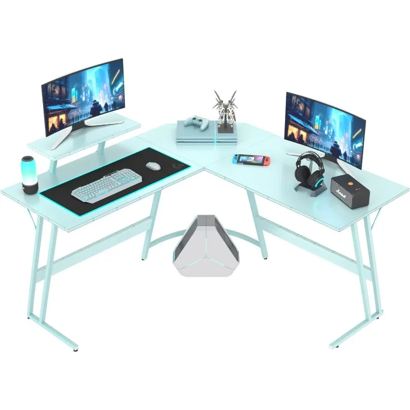 L Shaped Gaming Desk Computer Corner Desk PC Gaming Desk Table with Large Monitor Riser Stand  51 Inch