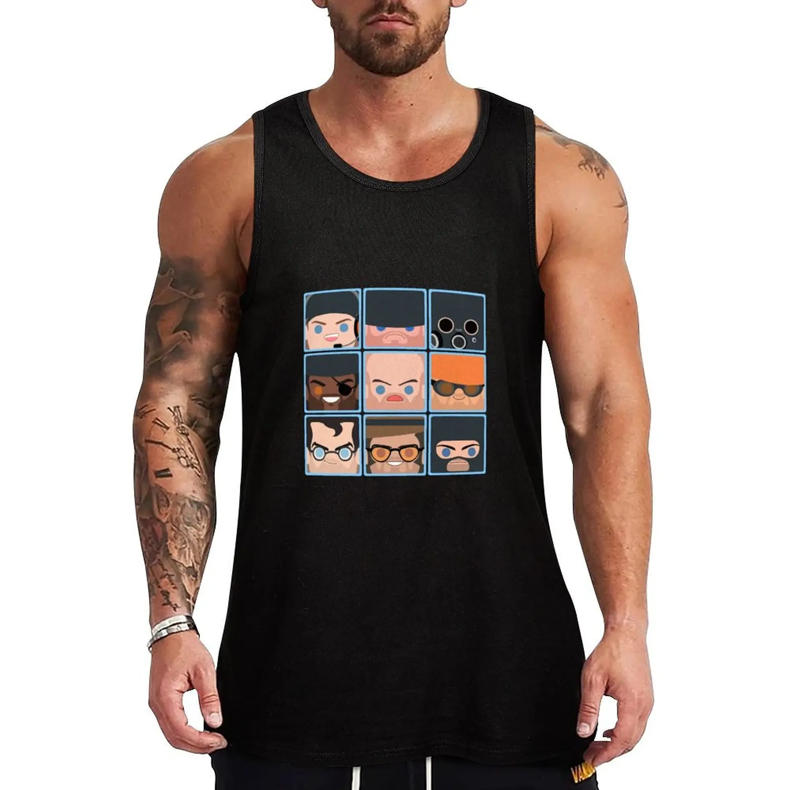 

TF2 BoxFace 2 Tank Top Sweat Wicking Tank Top Gym Workout Quick Dry Shirt