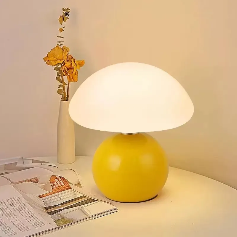 USB socket table lamp Mushroom pink/yellow/red/white/green lustre Lighting decorative for bedside bedroom lamp,Night light