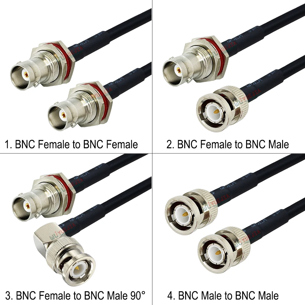 RG-58/U Q9 BNC Type Cable Waterproof BNC Female to BNC Male Right Angle Plug RG58 Radio WiFi Antennas Wireless RF Coaxial Cable