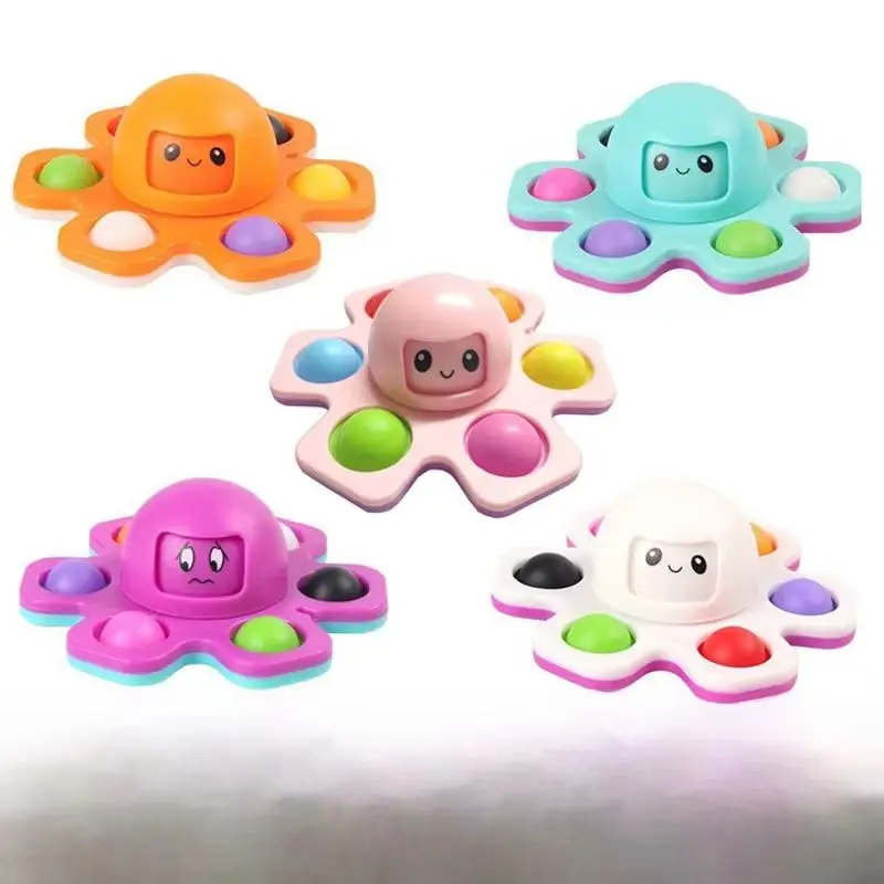 Antistress Push Bubbles Fidget Spinner für Kinder und Erwachsene, gesichtsverändernndes sensorisches Spielzeug für autistische Kinder, Geschenke zur Angstlinderung