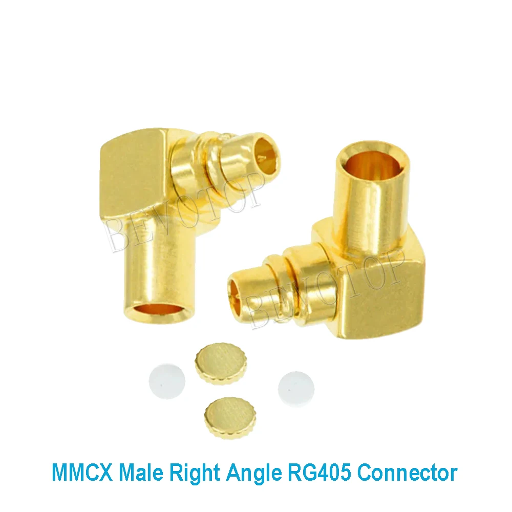 10PCS/lot Brass MMCX Male Pin Plug Soldering Right Angle for Semi-rigid Semi Rigid RG405 0.086