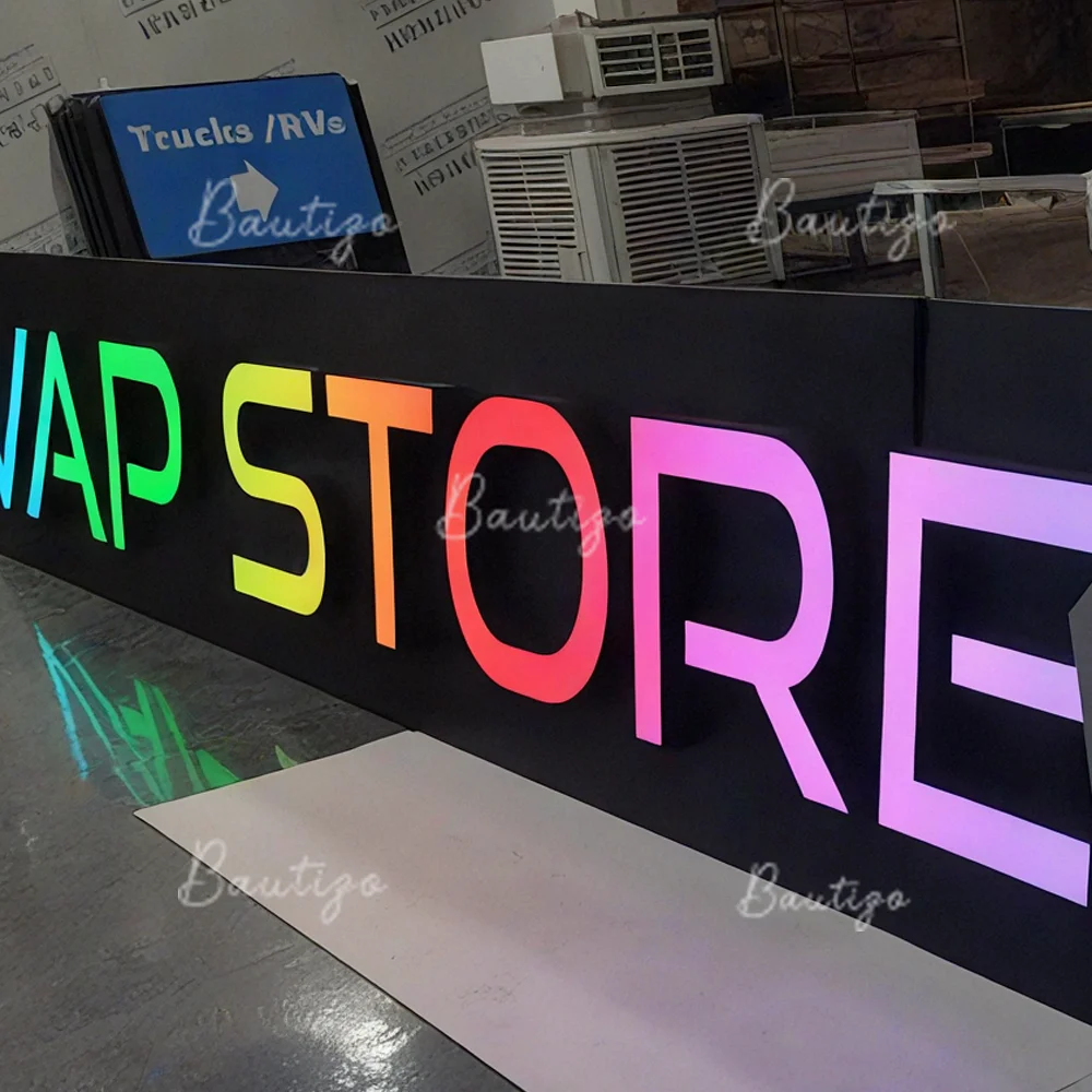 مخصص RGB رسائل تسجيل لافتة RGB Led أضواء كامل اللون الإعلان مضيئة 3D الاكريليك لافتات شعار الأعمال الجدار