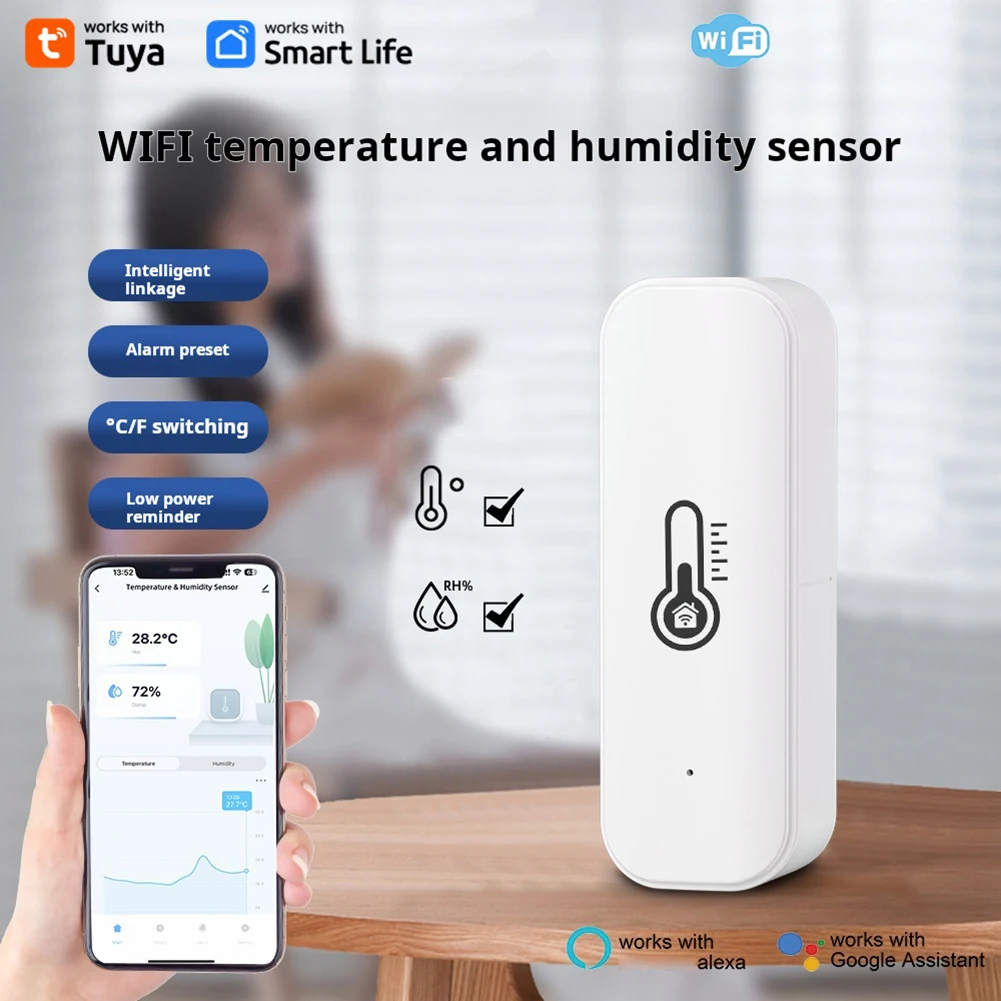 Tuya Smart Wifi Temperature And Humidity Sensor Indoor Thermometer Hygrometer Controller Monitoring Support Alexa Google Home