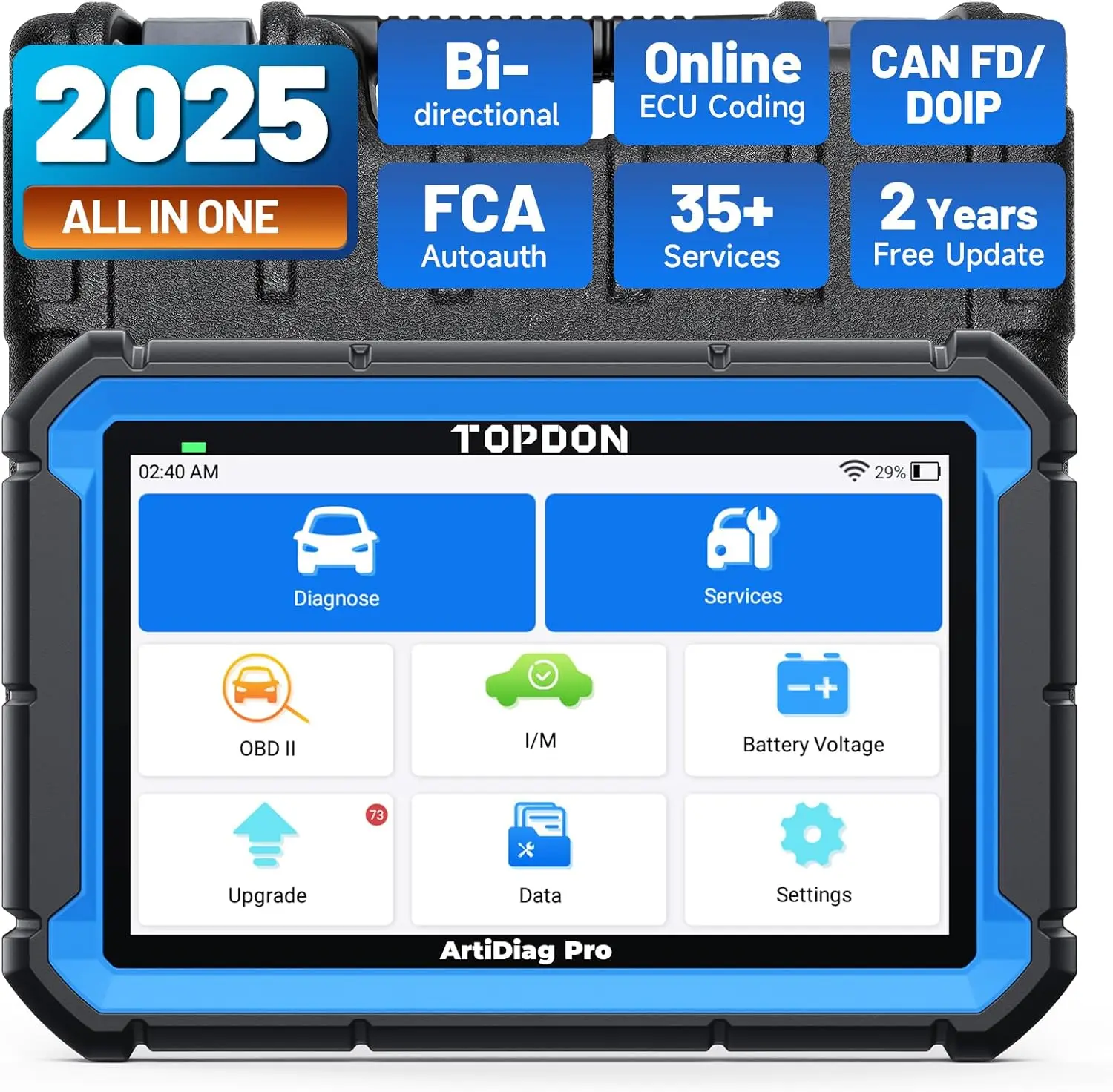 

ArtiDiag Pro OBD2 Scanner Diagnostic Tool, Bidirectional Scan Tool with ECU Coding, 35+ Services, V.A.G Guided, FCA SGW, Can FD
