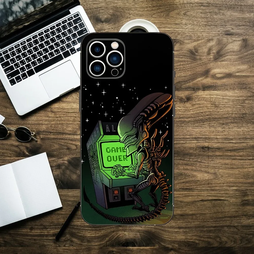 Movie A-Alien X-Xenomorph Phone Case For iPhone 15,14,13,12,11,XS,XR,X,8,7,Pro,Max,Plus,mini Silicone Black Cover