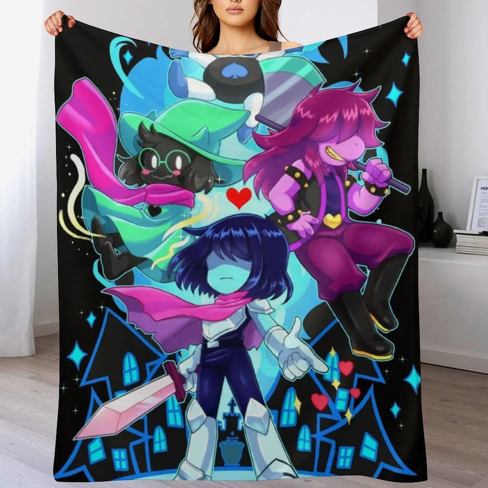 

New Love Delta Rune Sparkling Throw Blanket Cozy Microfiber Throw Blanket for Home Bedroom