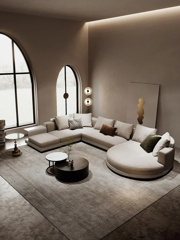Fabric Sofa Large Apartment Corner U-Shaped Modern Light Luxury Living Room