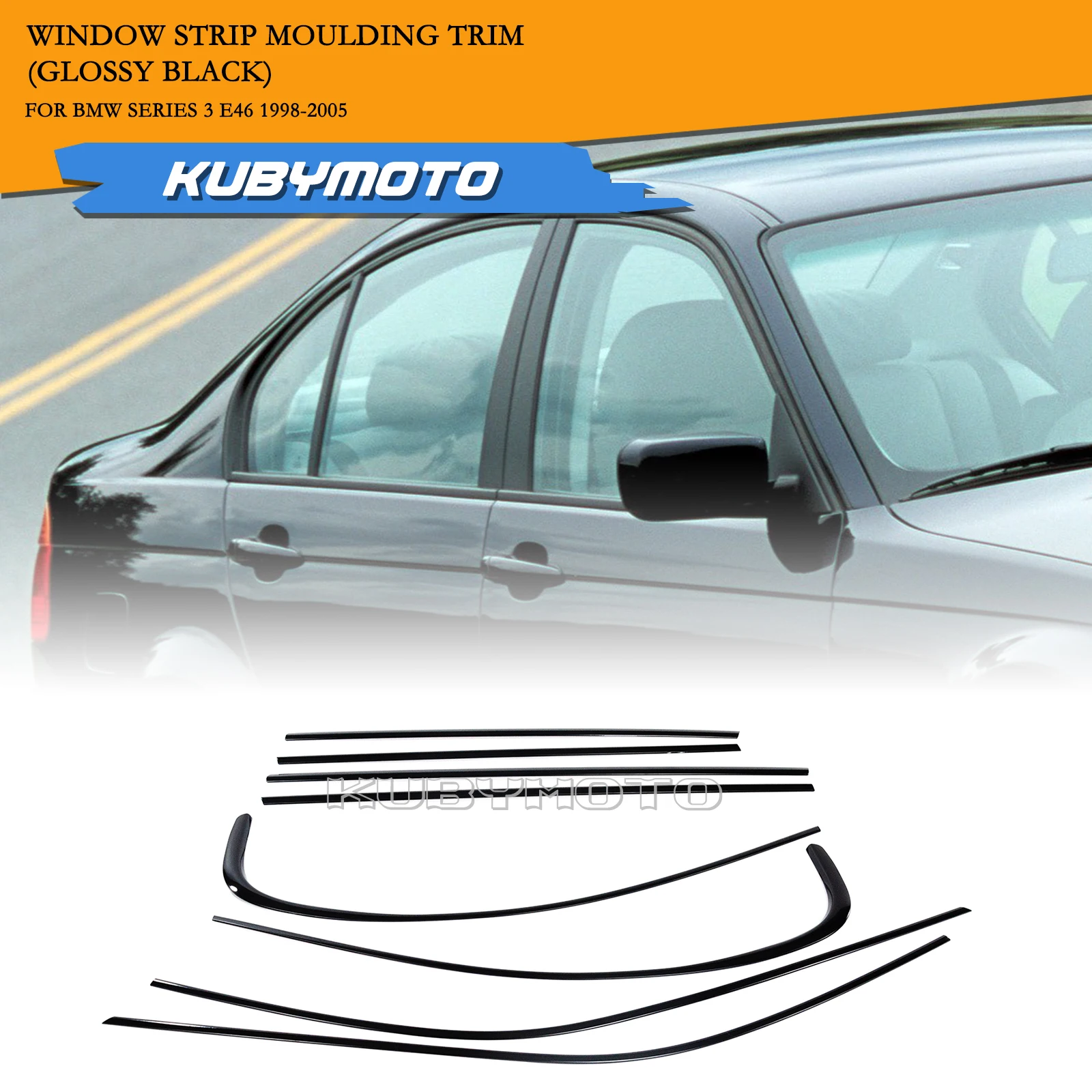 Bande de fenêtre extérieure de voiture, 8 pièces, couverture décorative pour BMW série 3 E46 1998 – 2005 axe court