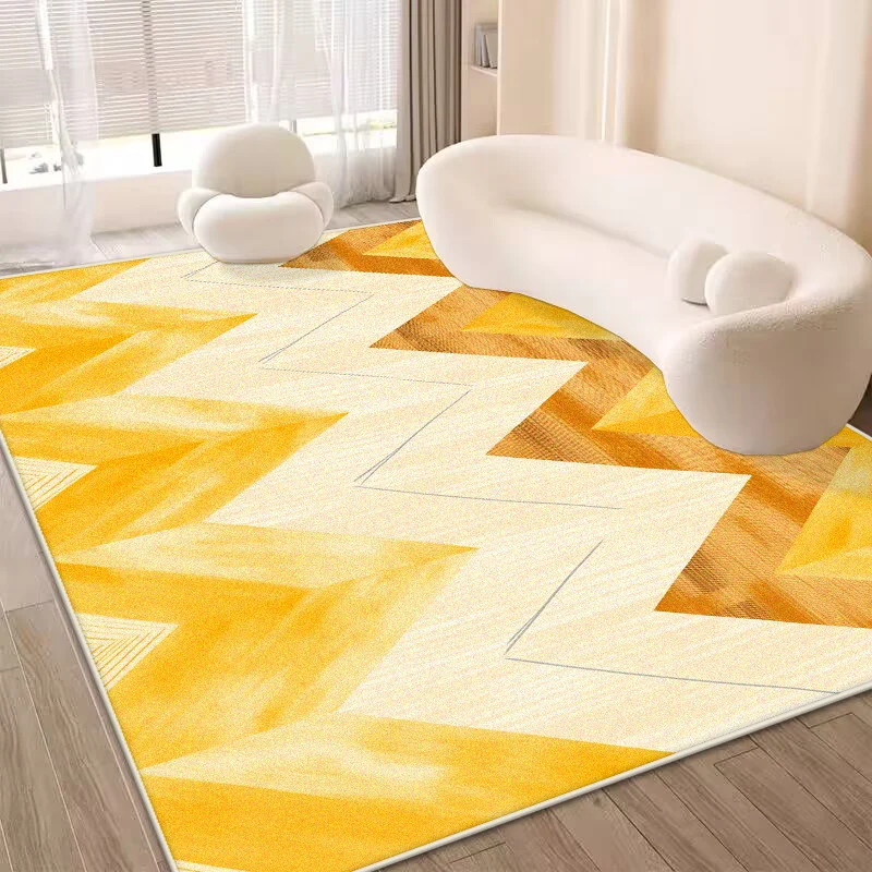 

Скандинавские абстрактные желтые коврики большого размера для гостиной, светлый роскошный диван, украшение для дома, спальни, нескользящий напольный коврик
