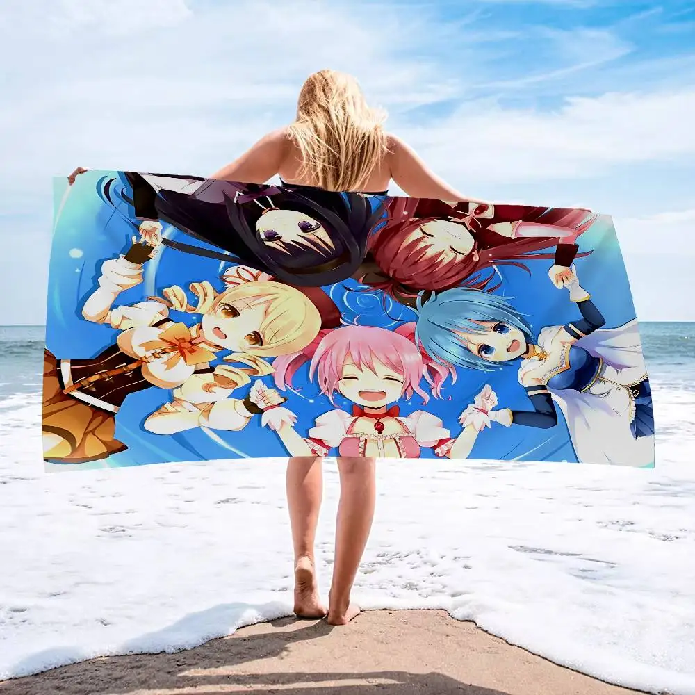 Puella Magi Madoka Magica Classic Vintage Beach Towel Colorful Bath Towels for Girl Microfiber Quick Dry Custom Sand Beach Pool