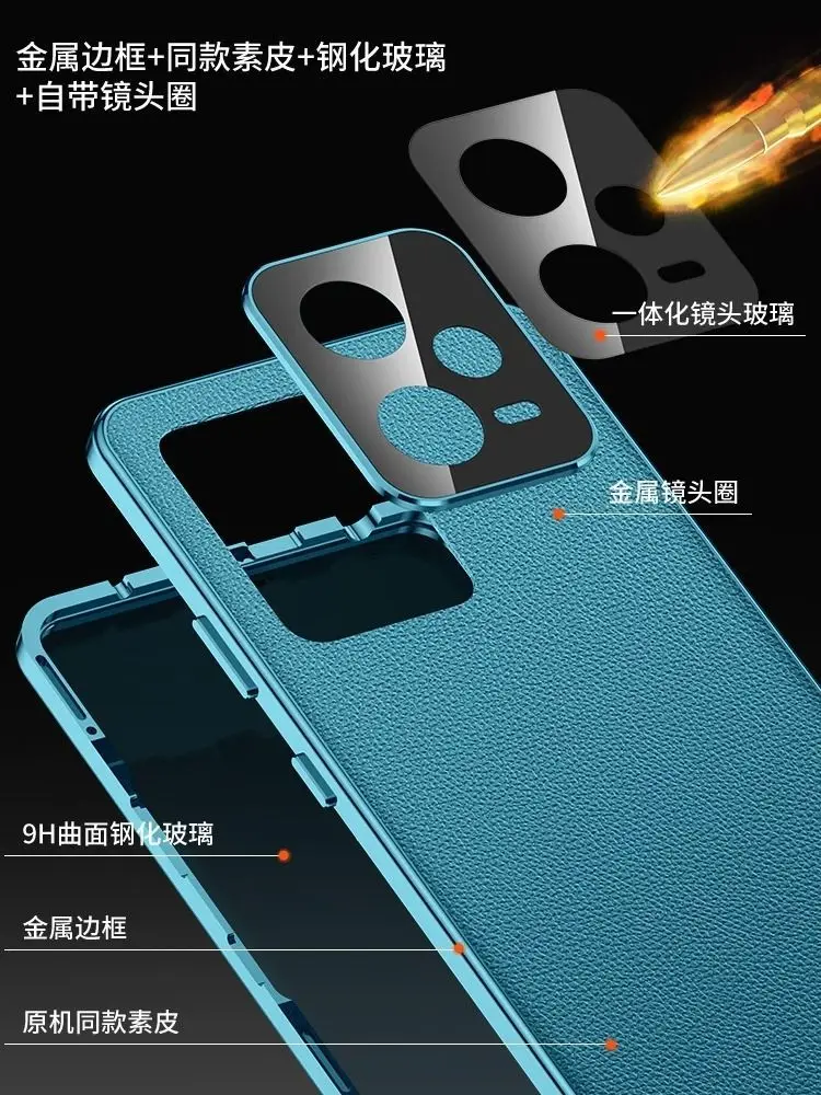 Redmi Turbo3 Xiaomi POCO F6 360 용 케이스 Redmi Turbo3 POCO F6 양면 보호용 전체 강화 유리 가죽 커버