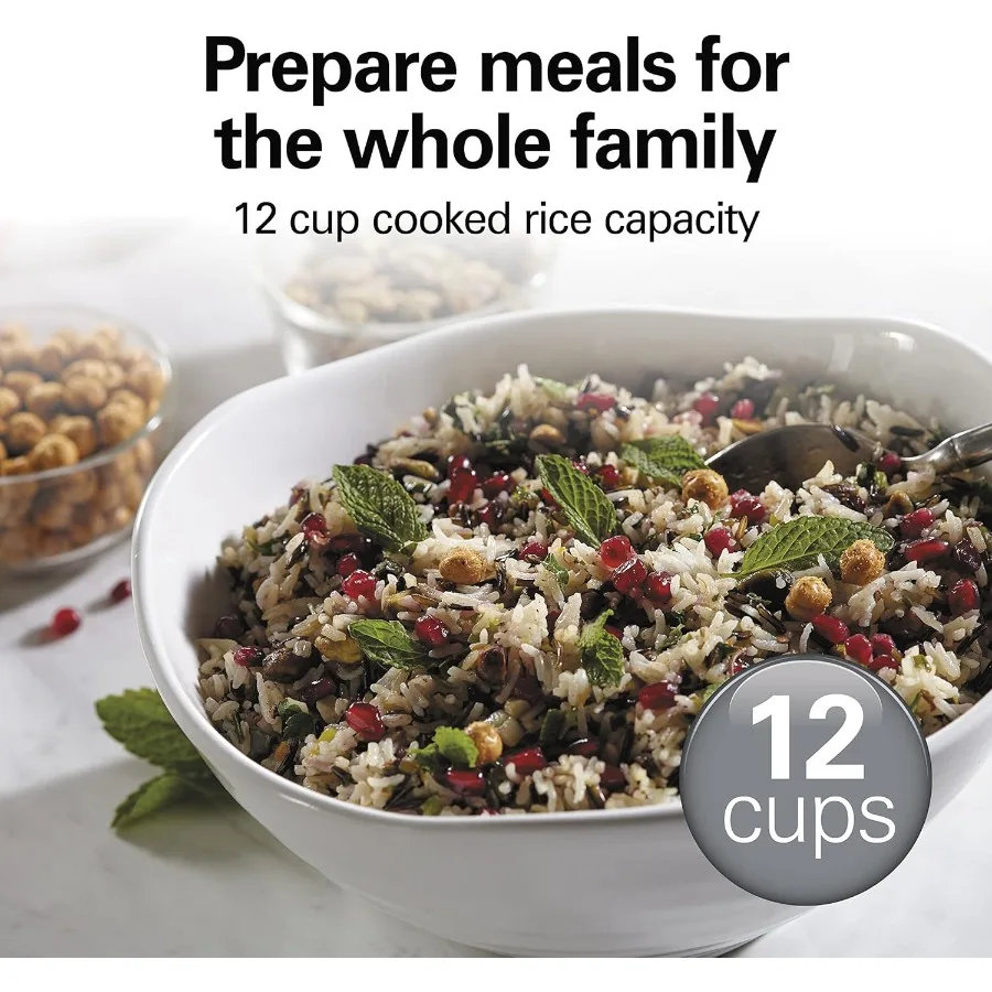 デジタルプログラマブル炊飯器兼フードスチーマー、調理済みご飯12カップ、生米6カップ対応、スロークック機能付き