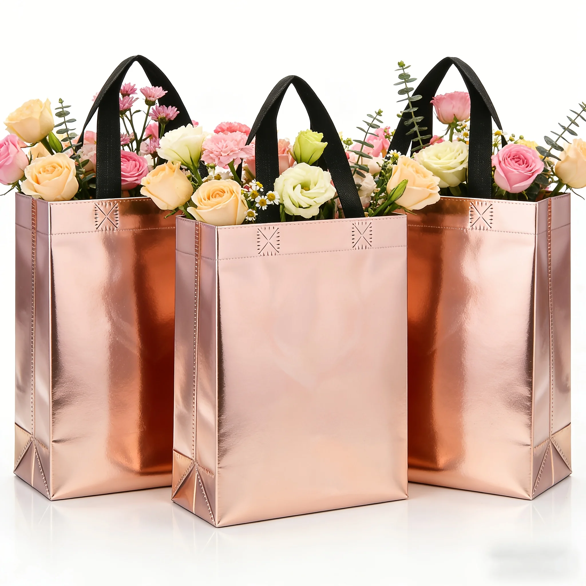 

Gift for Her/Him 47pcs Bulk Iridescent Glossy Gift Bags Suitable for Weddings, Birthdays, Showers - Reusable Non-Woven Party Bags with Sturdy Bases & Hanging Loop for Hanger Tabs, Suitable for Baptism, Holiday, for Occasions, No Paper Tabs