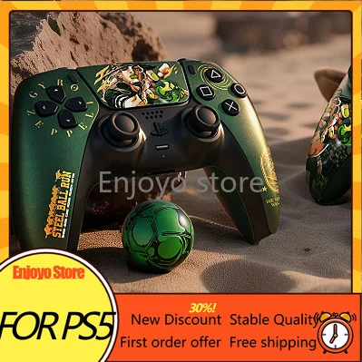 ps5用ジョジョの奇妙な冒険-スチールボールラン-テーマコントローラーシェル-ホットスタンピング加工-交換用ハウジング-diy改造カバー-ゲームパッド-カスタム装飾ケース