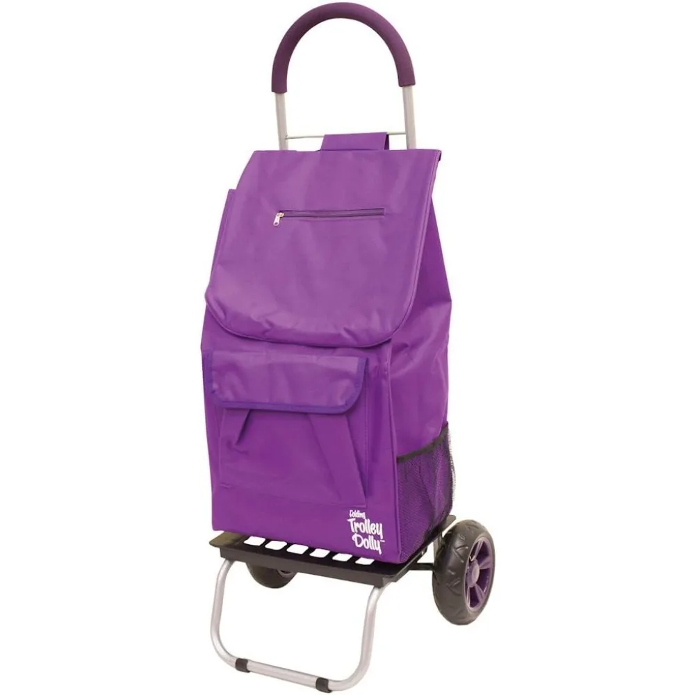 

dbest products Trolley Dolly Purple Foldable Shopping cart for Groceries with Wheels and Removable Bag and Rolling Personal