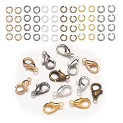 300pcs Lobster Claw Clasps with Open Jump Rings Set For Necklace Fasteners Hook DIY Bracelet Jewelry Making Accessories Supplies