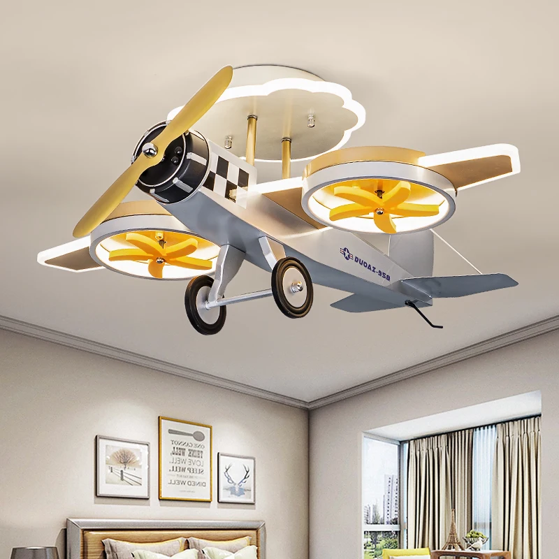 

Nordic LED Wrought Iron Airplane Shape Ceiling Lights Bedroom Living Room Kitchen Modern Creative Hanging Lamps Home Decoration
